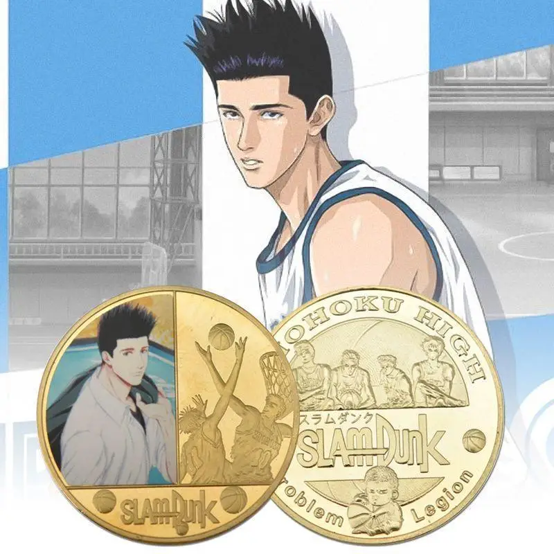 Nowy Slam Dunk Hanamichi Sakuragi Anime peryferyjna figura pamiątkowe monety osobowość twórcza metalowa plakietka kolekcja prezentów
