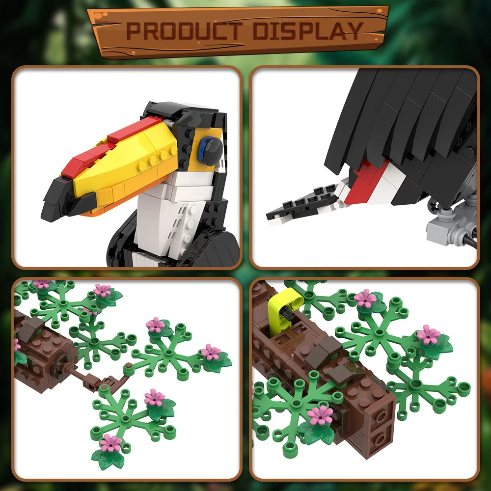 MOC Toco Toekan Model Bouwstenen 3D Toekan Beeldje Tropische Vogel Dieren Fit Jungle Thema Kamer Bricks Kid STEM Speelgoed Gift