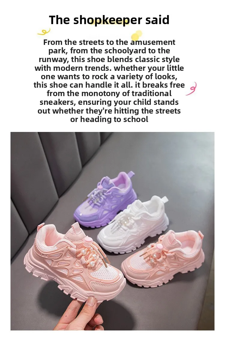 Kinder Mädchen Schule Weiße Freizeitschuhe Einfarbige Mesh-Sportschuhe für Kleinkinder Modische Leichte Kinder-Laufschuhe – Detail 2
