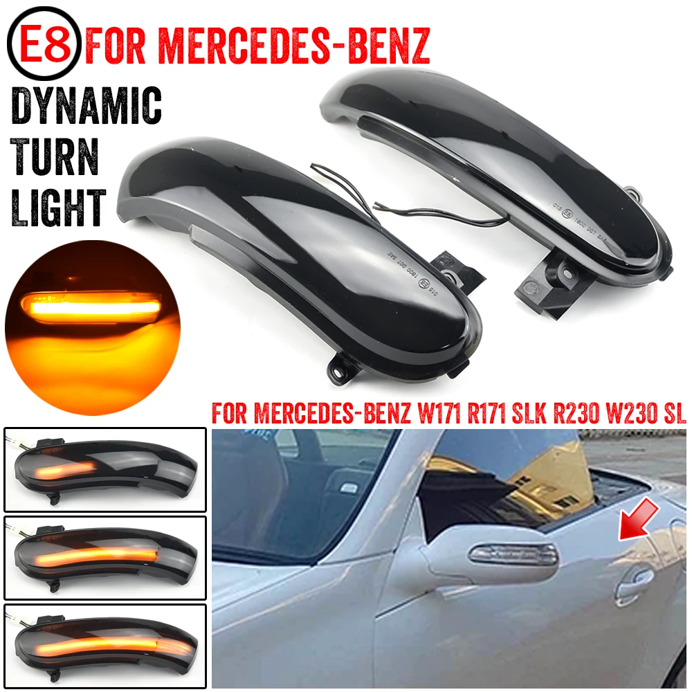 

Fit For Mercedes Benz SLK-Class R171 W171 to 2008.12 2Pcs Dynamic LED Turn Signal Light Side Mirror Indicator