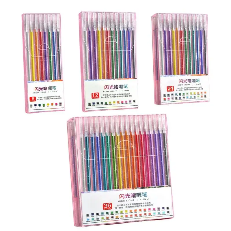 8/12//18/24 Color Glitter Gel Pens for Kids Adults Coloring Books Drawing, Cards, Journaling Crafting, Drawing Writing