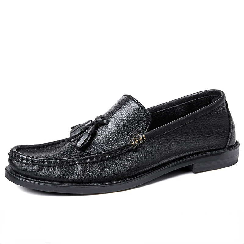 Classic Soft Cowhide Mans Loafers Spring Luxury Genuine Leather Comfortable Fashion British Outdoor Leisure Driving Shoes Man