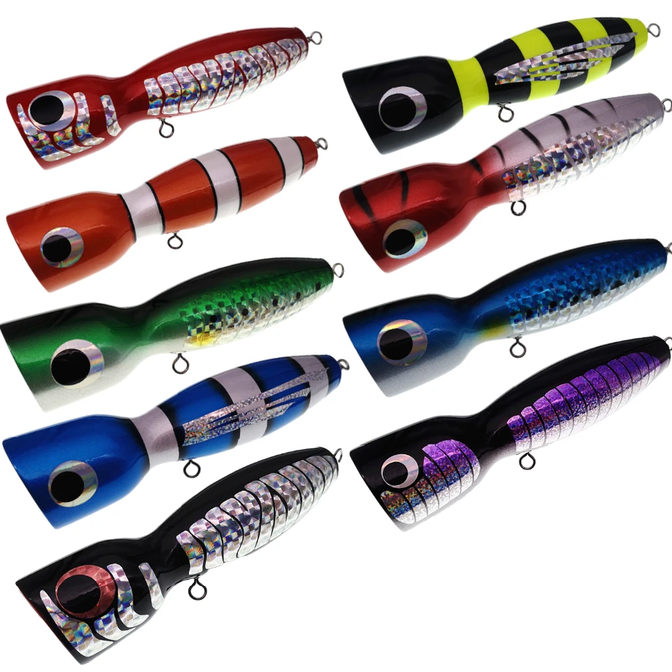 SWOLFY 1 TEILE/LOS Topwater Holz Popper 65G/ 70g /115G/190G GT Oberfläche Popping locken Tiefe Meer Boot Angeln Köder – Detail 2