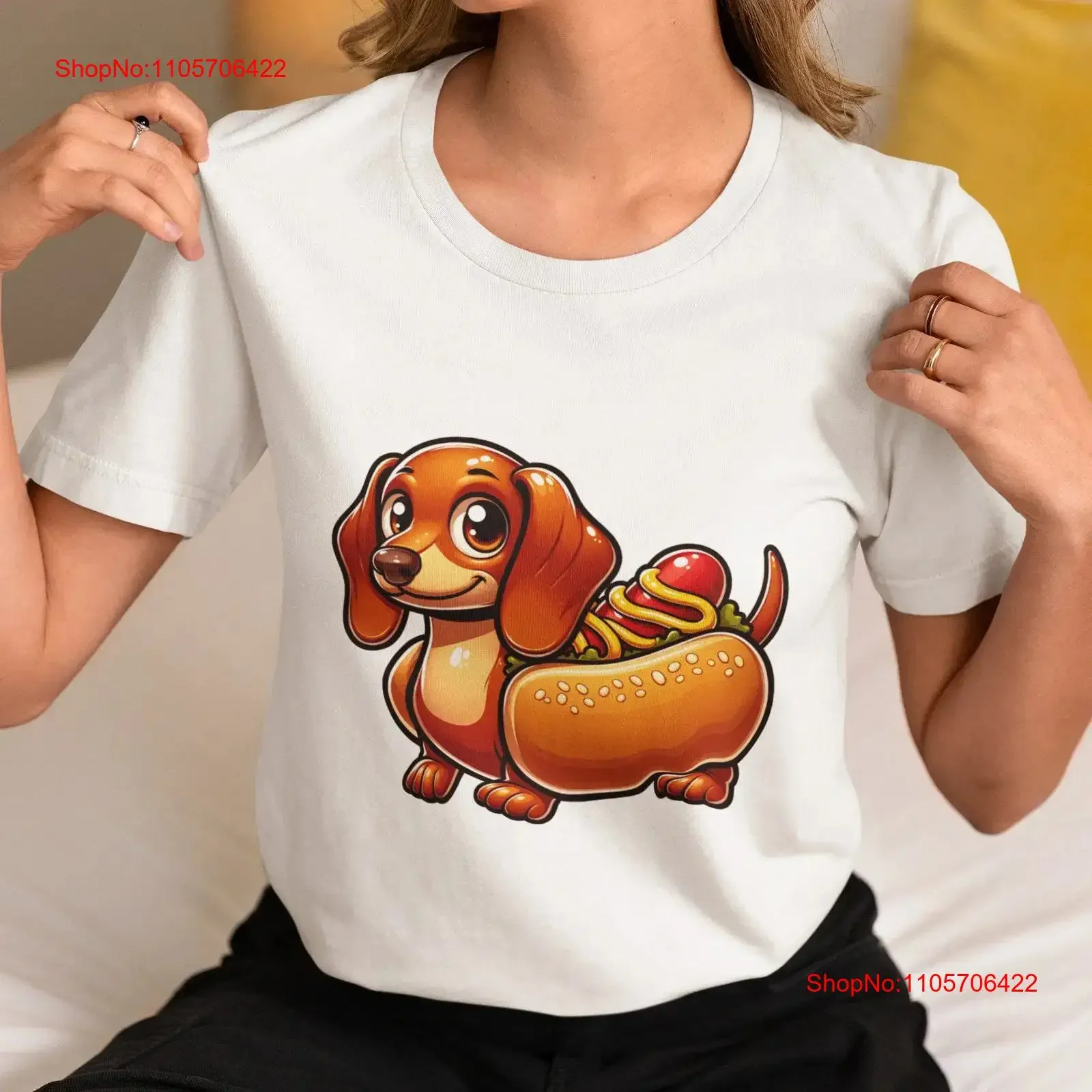 Funny Dachshund Hot Dog T Shirt Cartoon Wiener Foodie Unique Sausage Lover Casual Novelty for All vintage Washed