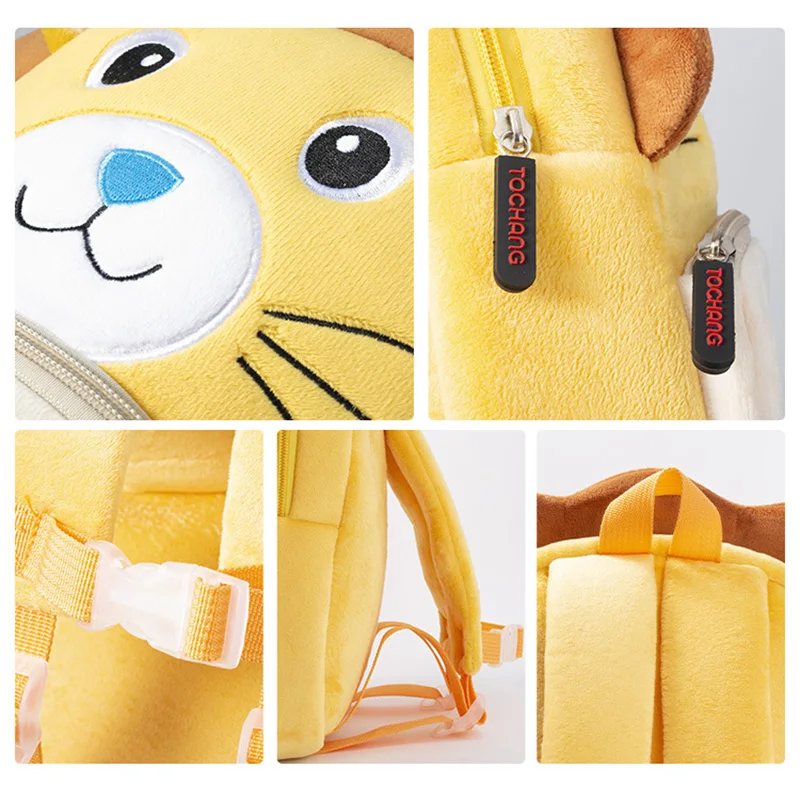 Fashion 3D Cartoon Lion School Backpacks for Boys Kindergarten Kids School Bags Children Plush Toddler Backpack Mochila Escolar