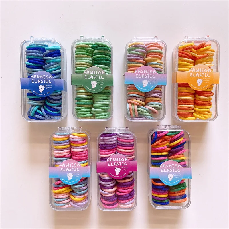 60Pcs/Set Girls Thumb Hair Bands Boxed Head Rope Elastic Rubber Bands Small Hair gum Hair Accessories For Kids Baby Hair Ties