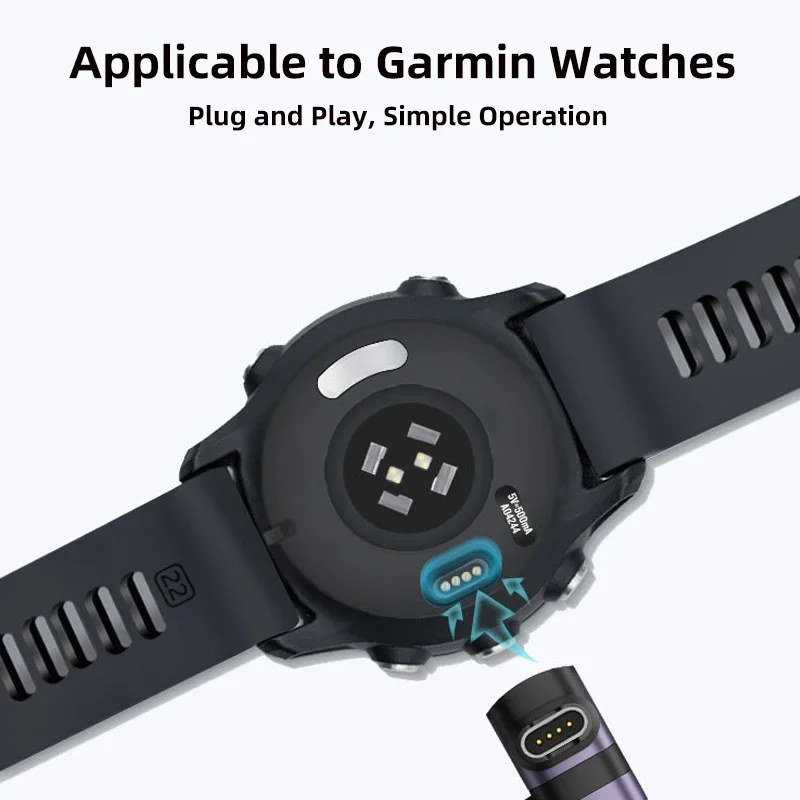 For Garmin Fenix E 8 7 7S 7X 6S 6 Approach S50 Tactix 8 Lily 2 Active Approach S70 Type C Adapter Fast Charging Adaptador