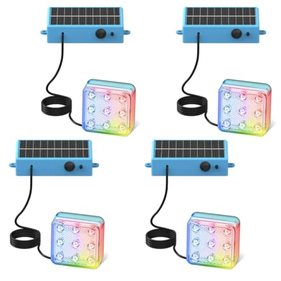 Solar Pool Lights, Pool Lights, 10-Color 4-Mode Light Sensing LED Underwater Swimming Lighting with Timer Off, 2025 Submersible