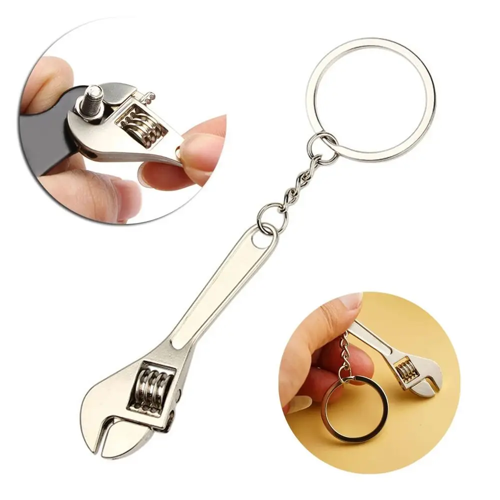 1Pcs Men Special Gift Mini Wrench Keychain Hand Tool Metal Jaw Spanner Key Chain Open-end Portable Shifting Spanner Tool