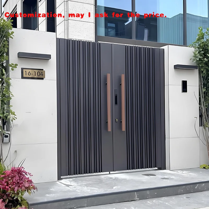 

Изготовленный на заказ. Современный наружный дизайн, заводская цена, автоматический алюминиевый сплав, ручные распашные ворота с замком