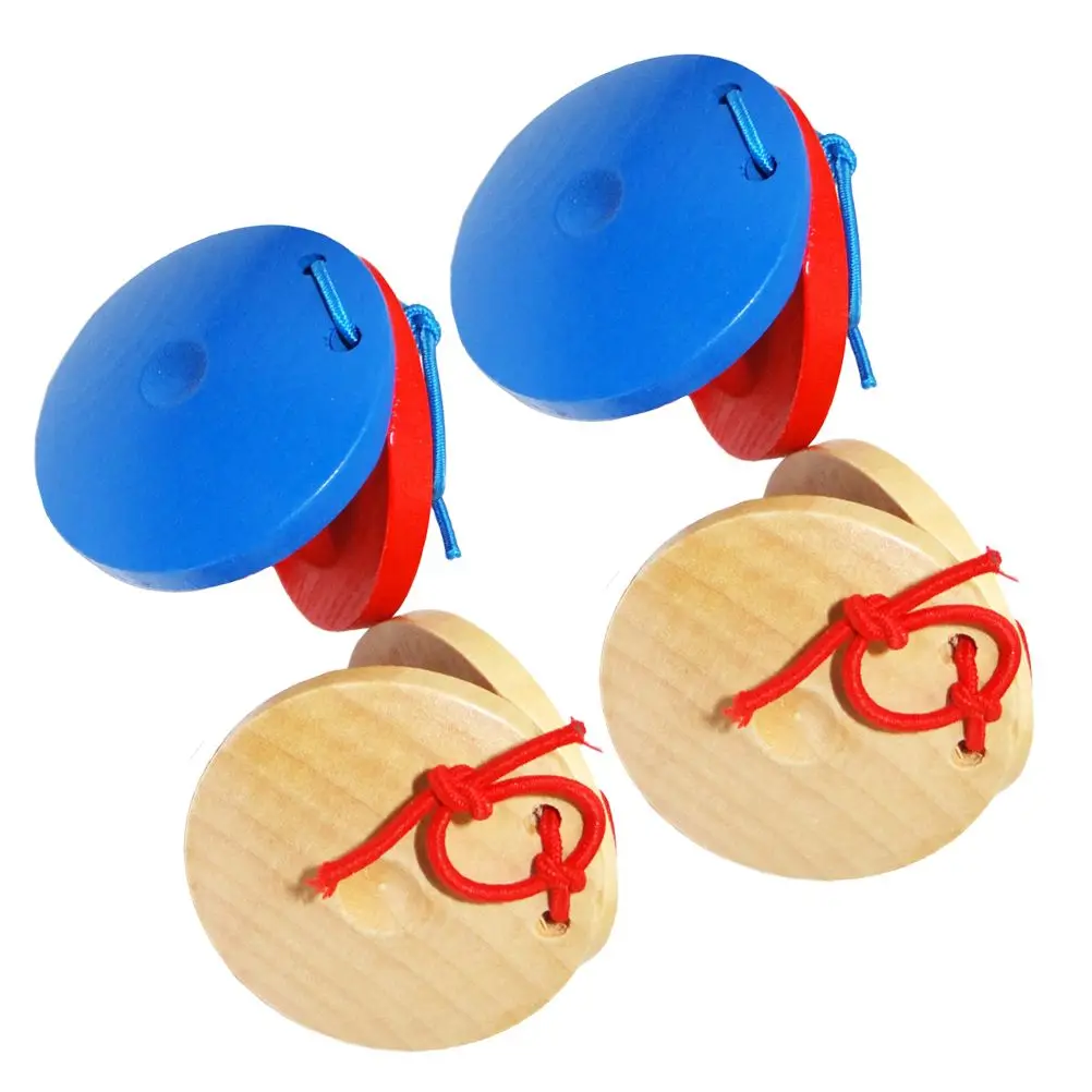 

4 Pcs Kids Percussion Toys Music Education Instruments Wood Castanets Safe Smooth Body Preschool Children Round Dance Board