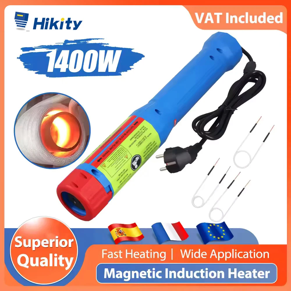 Kit de Chauffage à Induction Magnétique Hikity 1400W, Chauffage Sans Flamme pour Voiture, Outil de Retrait de Boulons et d'Écrous Automatique avec 3 Bobines de Chauffage, Outil de Réparation
