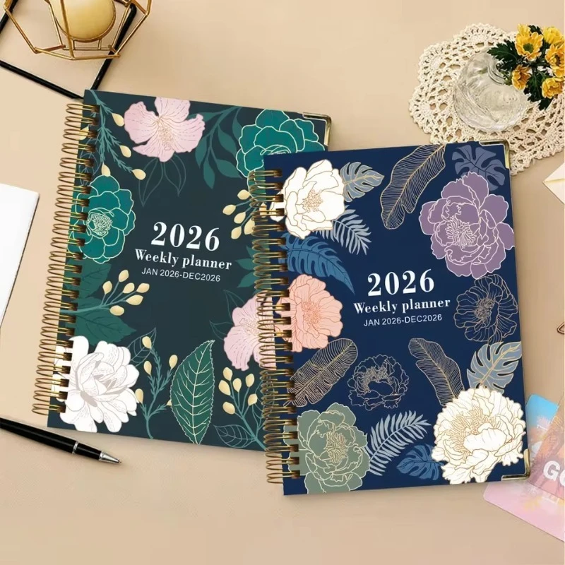 2026 دفتر اللغة الإنجليزية A5 دفتر الملف المعدني خطة أسبوعية جدول كتاب مخطط الكتاب