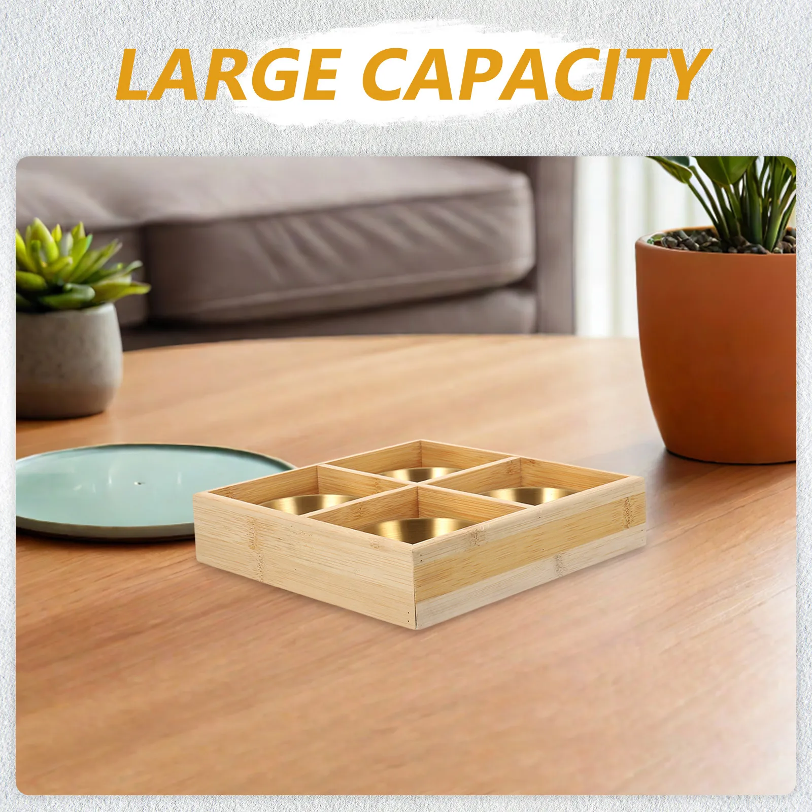 1Set Four-Compartment Bamboo S - Wooden Serving Tray recension och pris