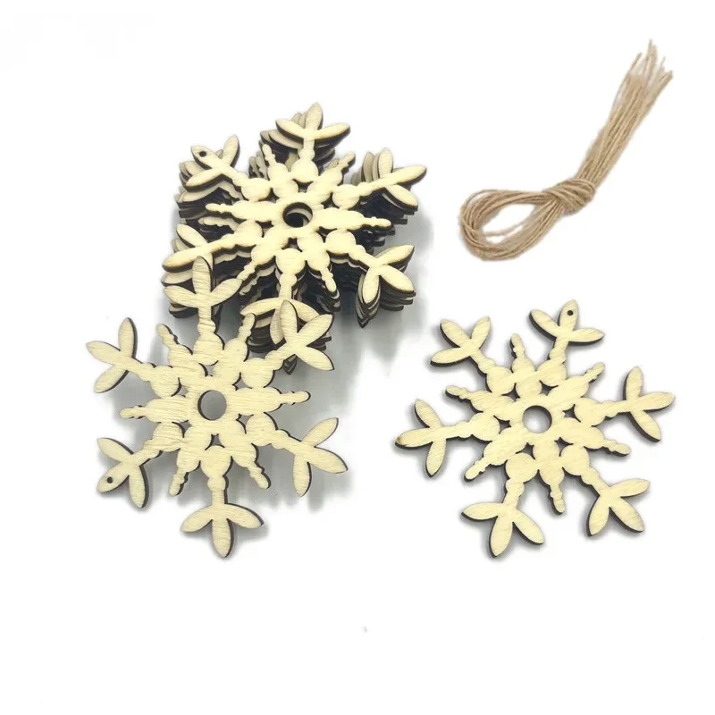 

10pcs 80mm Unfinished Wooden Christmasn Blank Xmas Tree Hanging Wood Slices for Kids DIY Art Crafts Christmas DIY Wood Snowflake