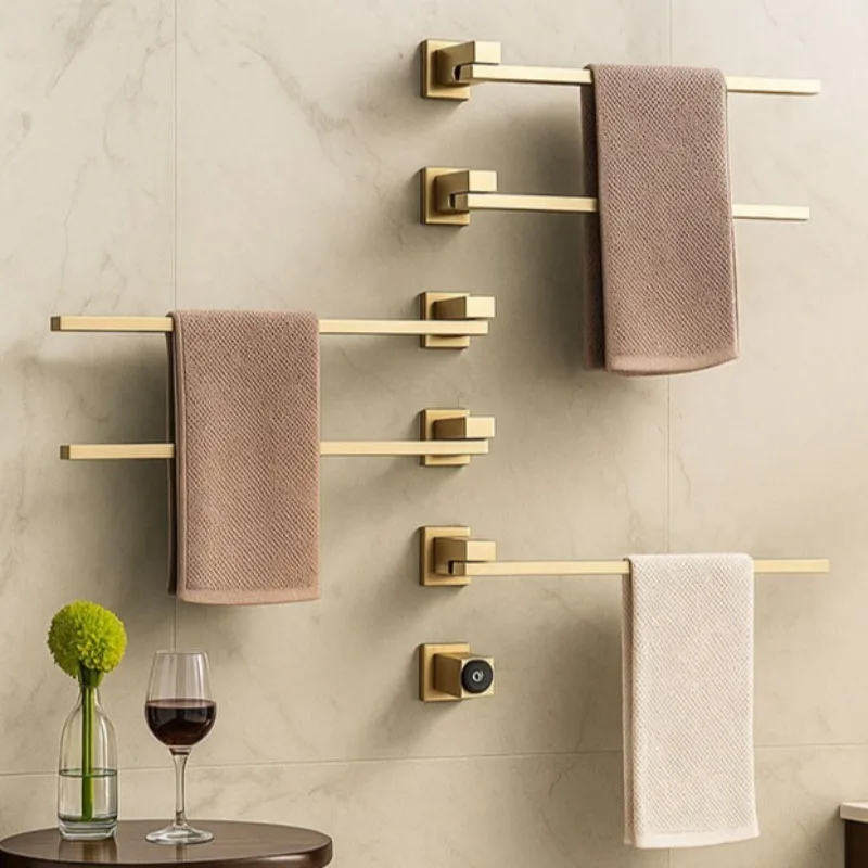 Hidden Mounted Towel Warmer Stainless Steel Household Rotating Waterproof Electric Heating Towel Rack Bathroom Accessories