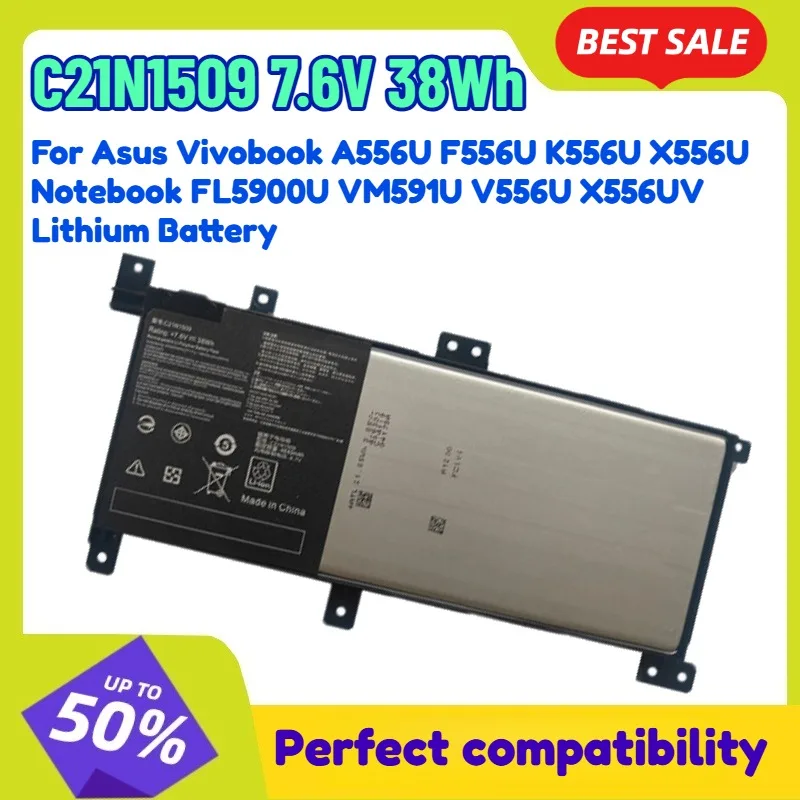 

C21N1509 7.6V 38Wh Laptop Battery for Asus Vivobook A556U F556U K556U X556U Notebook FL5900U VM591U V556U X556UV Lithium Battery