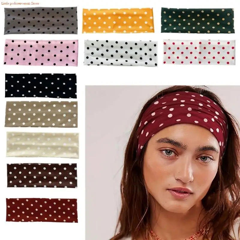 Gorros transpirables con estampado puntos F92D para Fitness, correr, Yoga, banda elástica para