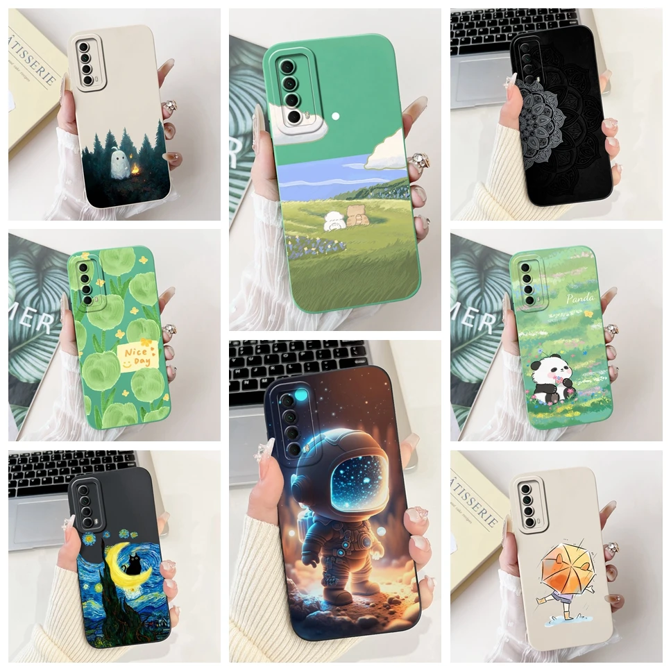 For Huawei Psmart 2021 Case PPA-LX2 Cute Cat Panda Pattern Soft Silicon Cover For Huawei P smart 2021 Phone Case Bumper Funda