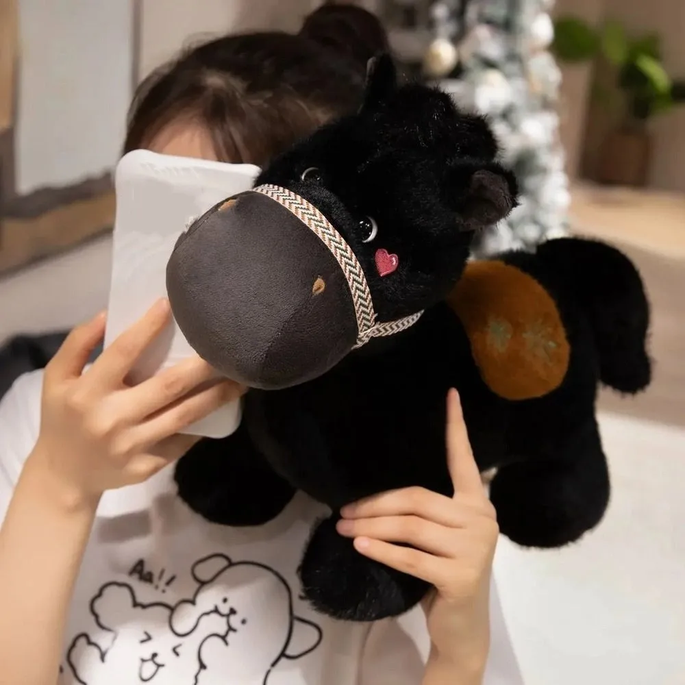 ของเล่นม้าจำลองแบบยืน ขี่ได้ หางฟู ขนนุ่ม น่ารัก หางม้าพองฟู ตุ๊กตาม้าการ์ตูนสำหรับเด็ก
