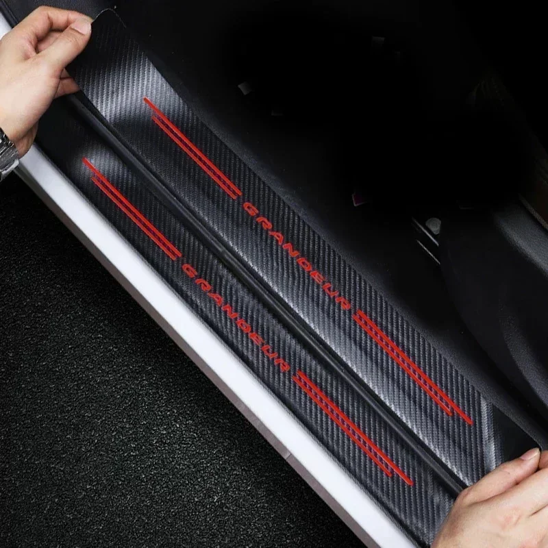 Car Front Door Sill Trim Stickers for Hyundai GRANDEUR Trunk Bumper Protector Plate Threshold Anti Scratch Decals Accessories