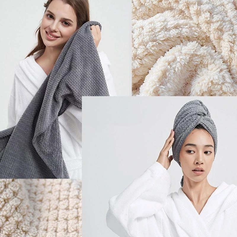 Handuk Rambut Microfiber, Turban Rambut Mudah Diputar untuk Mengeringkan Rambut Basah, Cocok dengan Kancing