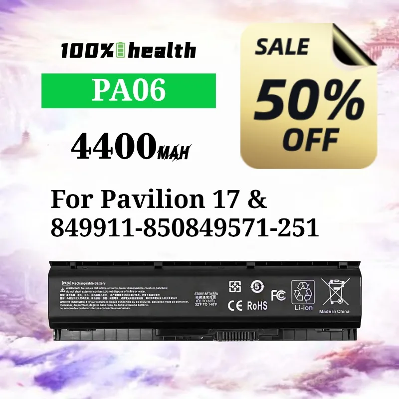 

PA06 4400mAh Laptop Battery for HP Pavilion 17/PA06/849911-850/849571-251 Lithium Rechargeable Battery