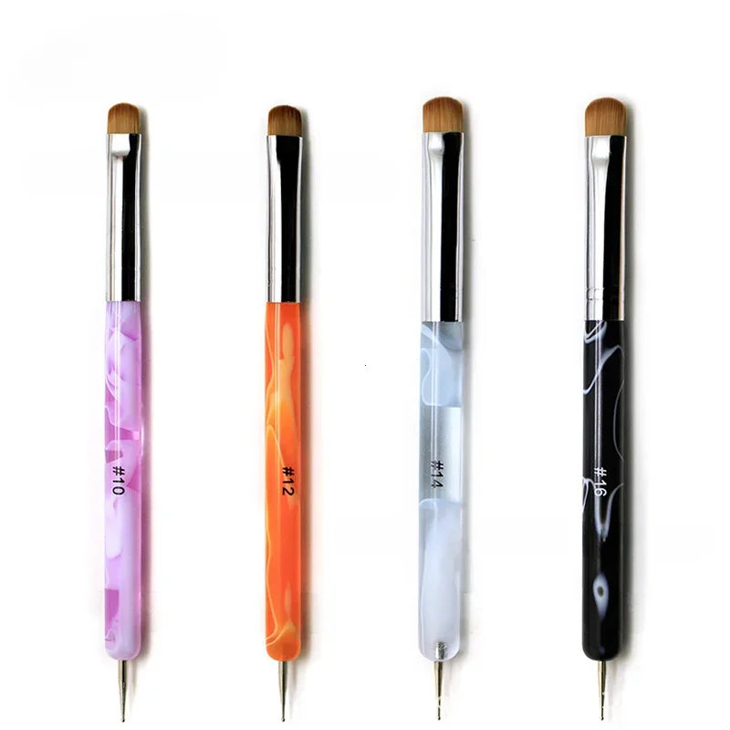 French Nail Art Brush Dual End Nail Art Dotting Pen Acrylic Drawing Rhinestone Gel Painting Manicure Tool for Beginner