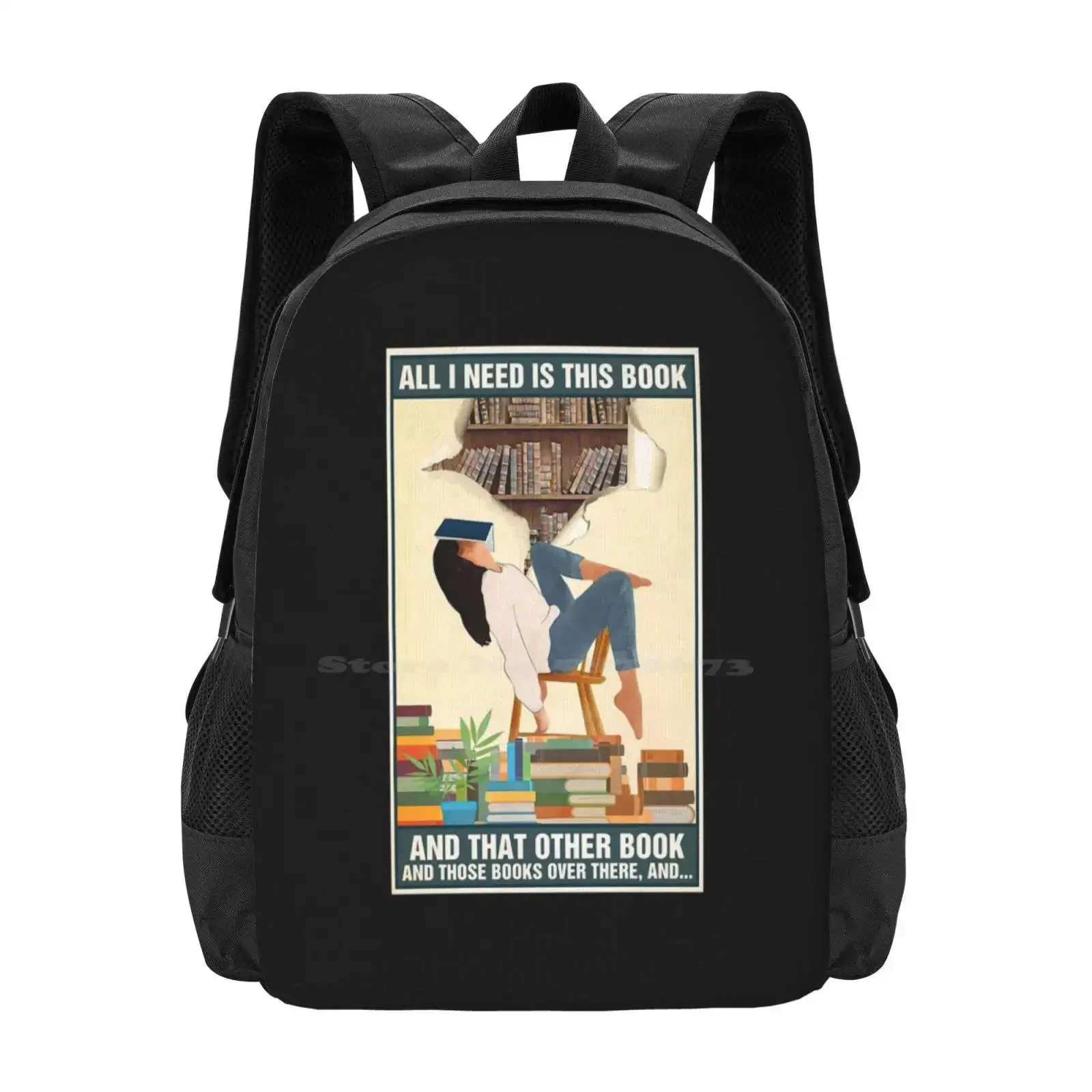 

Библиотека: все, что мне нужно, это эта книга, и другие книги и их книги над узором, дизайнерские сумки для ноутбука, дорожные школьные сумки