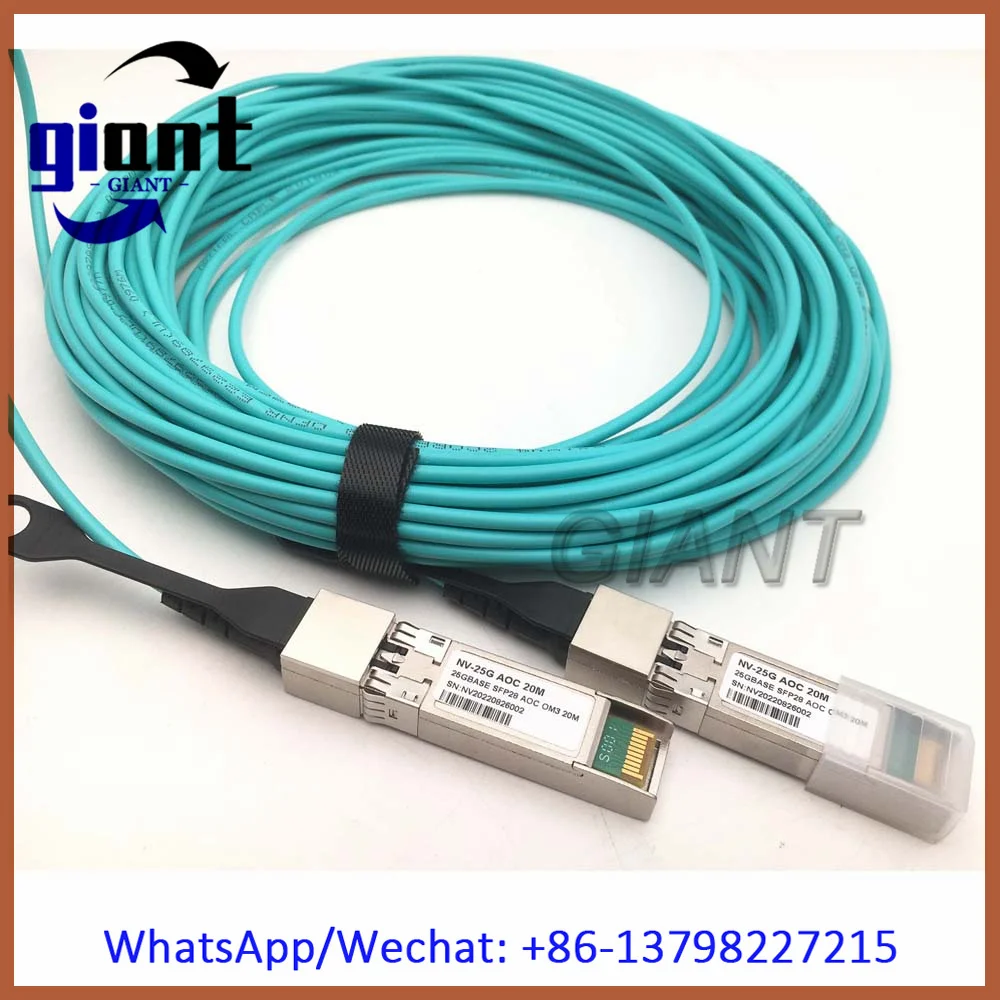 25G SFP28 AOC 20M OM3 LSZH 25GBASE Active Optical Cable SFP28 to SFP28 for Cisco MikroTik Mellanox Ubiquiti Switch Fiber Optic