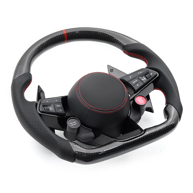 Kierownica karbonowa 2 przyciski START STOP silnika do Audi A3 A4 A5 A6 A7 A8 S3 S4 S5 S6 S7 S8 Q3 Q5 Q7 Q8 R8 RS RS3 RS4 RS5 RS6