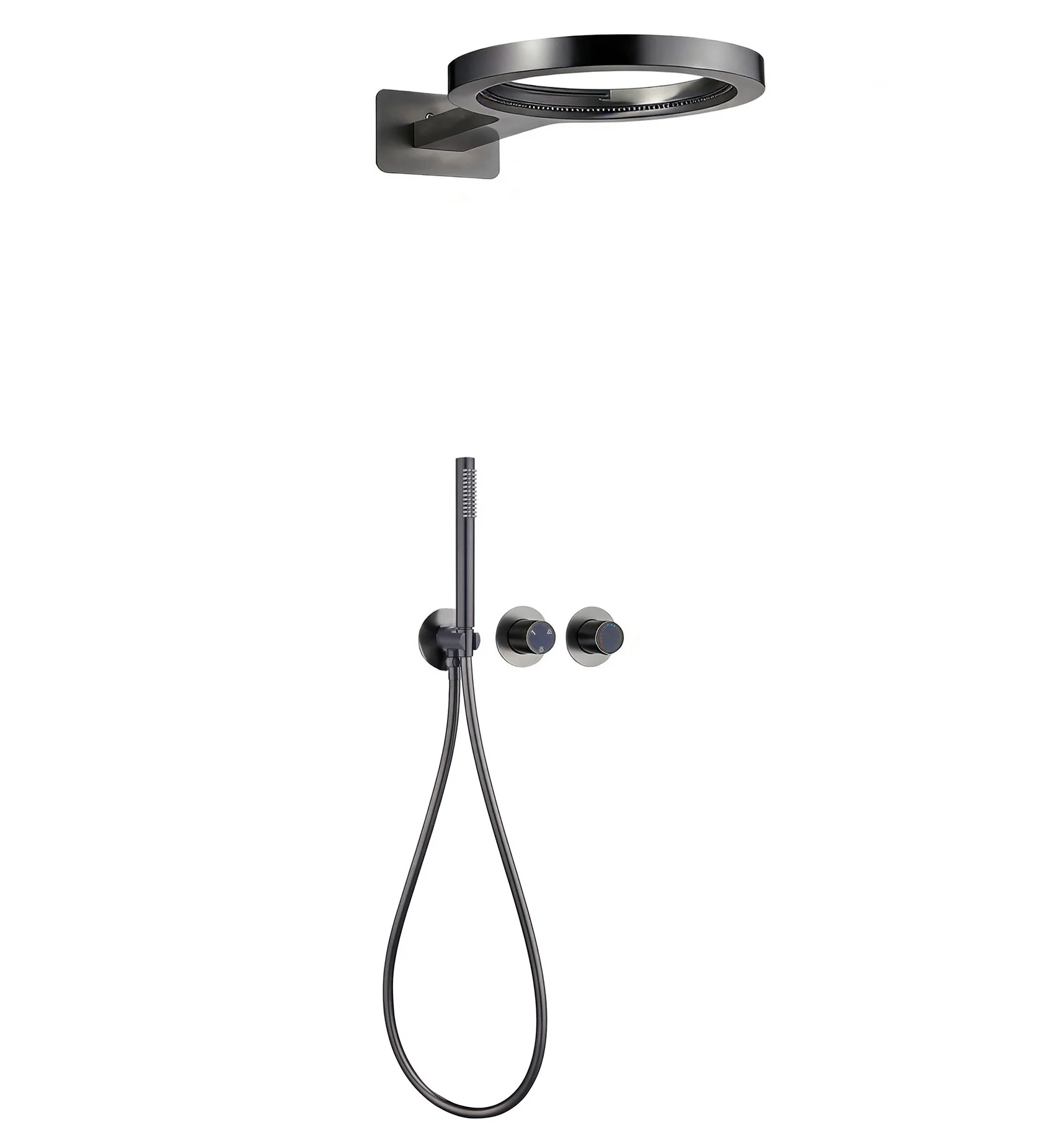2025 Luxurious Round Top Spray Double Function Waterfall Rain Shower Mixer Set Wall Mounted Handheld Shower Head Rain Shower Set