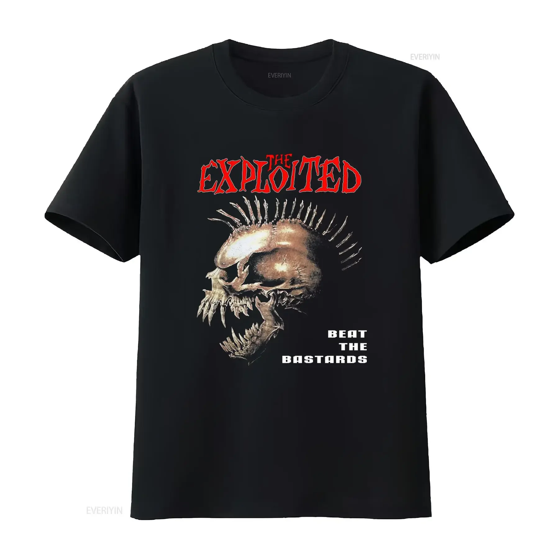 The Exploited Beat Bastards Skull Spikes Punk Rock Album Men T Shirt Black All Sizes vintage Washed graphic designer clothes