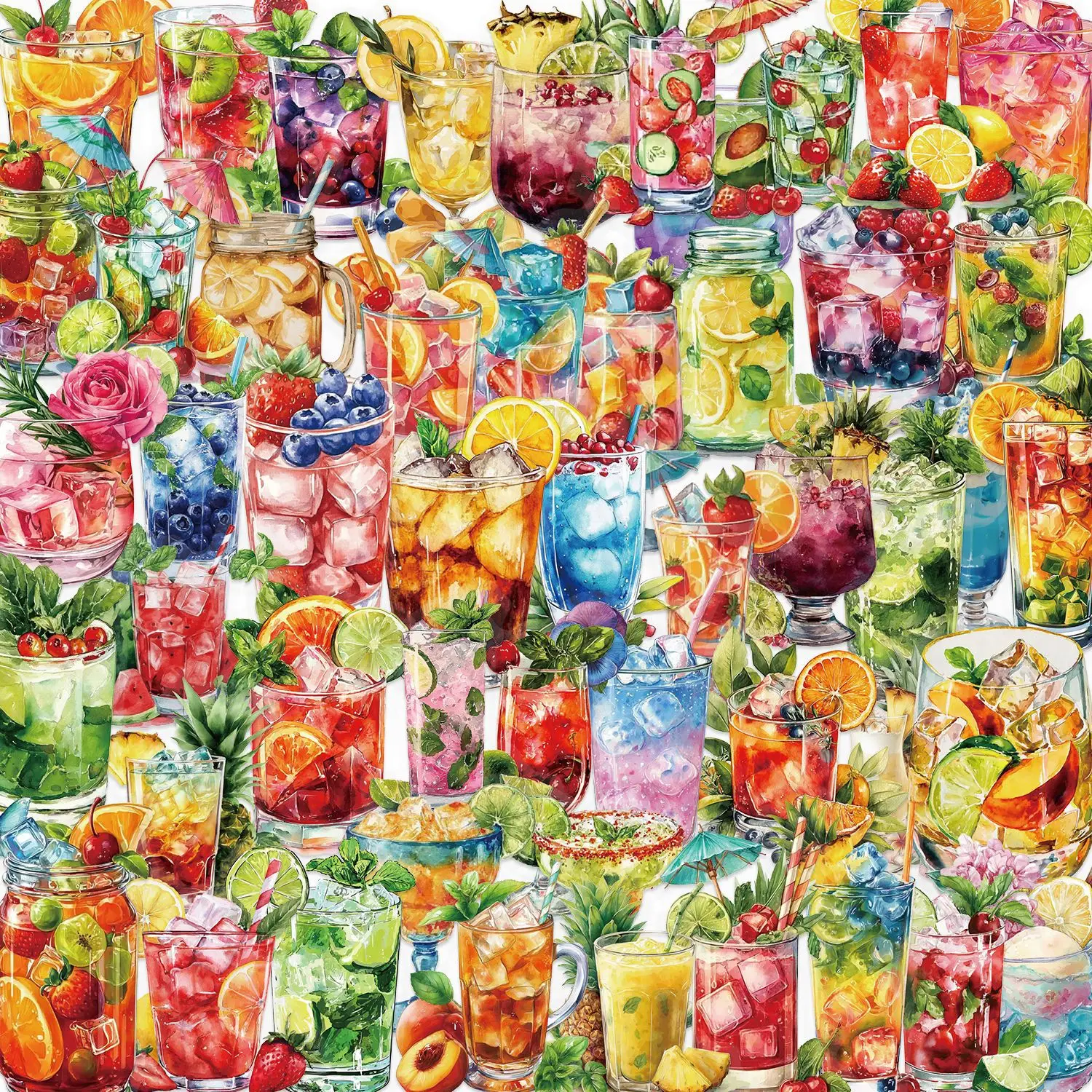 

Набор из 50 разноцветных летних наклеек для напитков в стаканах, водонепроницаемые ПЭТ-наклейки для чашек, телефонов, чемоданов, ноутбуков, скрапбуков, гитар, блокнотов