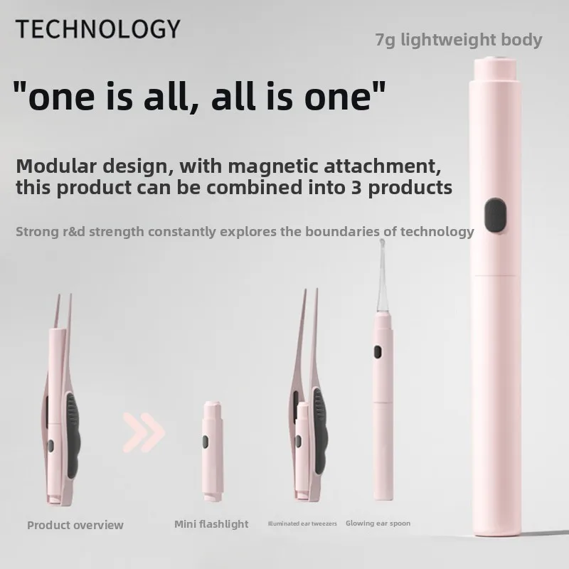 مضيئة الأذن نظافة مجموعة مصباح ليد شمع الأذن كليب الأذن الشمع إزالة سيليكون Earscoop قطف الملقط الأذن الرعاية أداة USB شحن