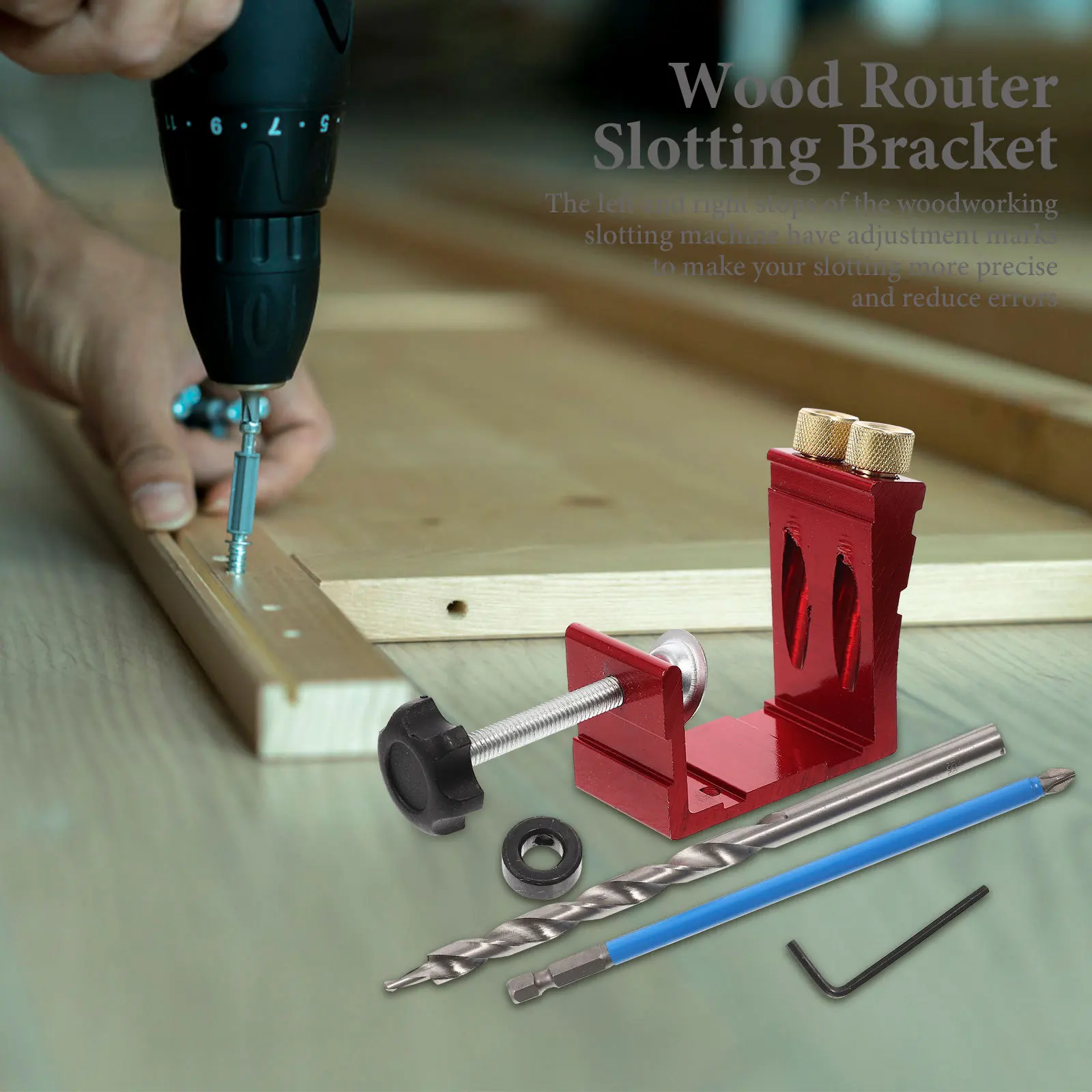

1Set Pocket Hole 15-Degree Angle Drill Guide Bit Durable Woodworking Tools Wood Splicing Locator Guide Clamp for Carpentry