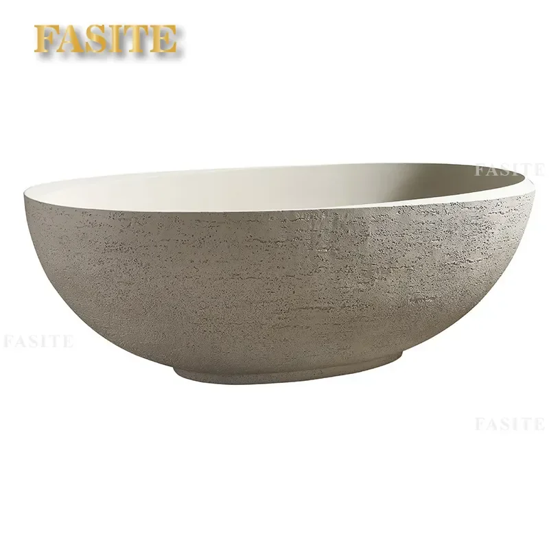 Travertine Bathtub Hand Carved Natural Texture Enhances Artistic Sense of Bathroom Luxury Bathtub