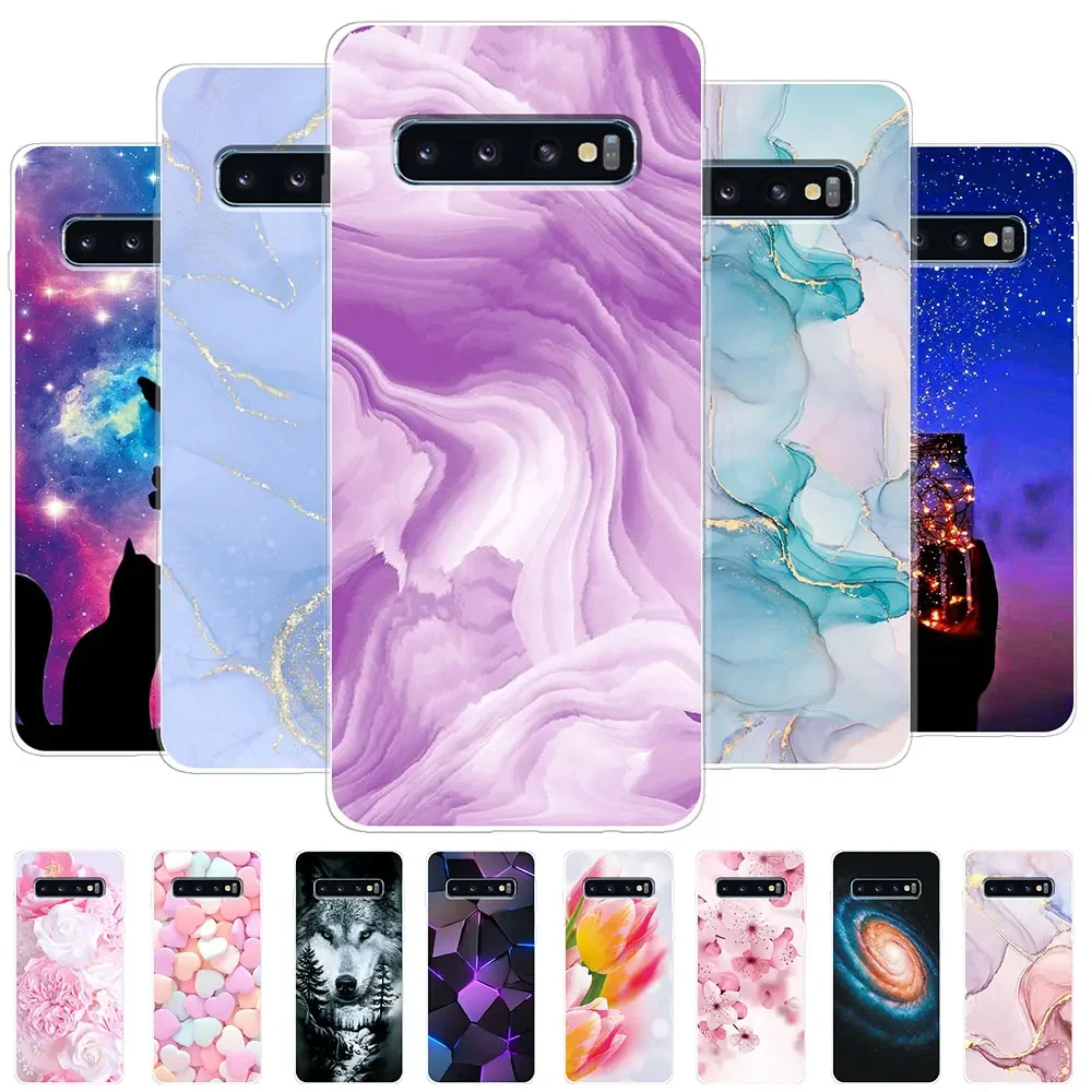 For Samsung S10 5G Case S10 Plus Watercolor Marble Transparent Cases For Samsung Galaxy S10 Plus S10e Cover Silicone Back Bumper