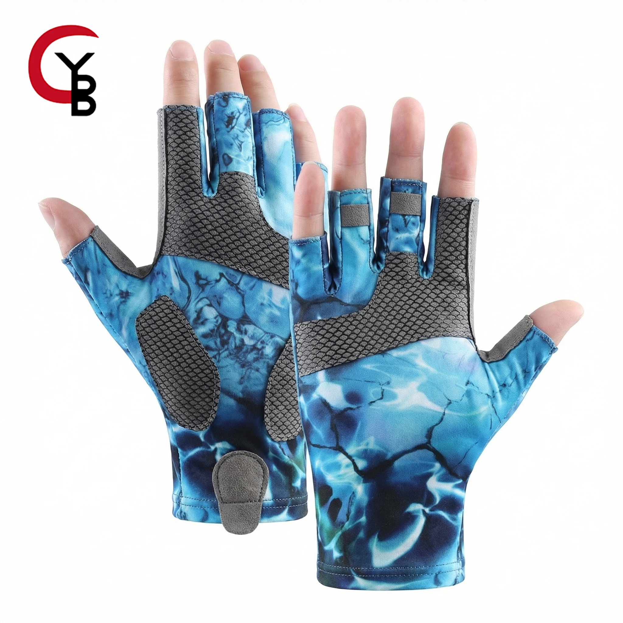 

YANBIGUO Summer Ice Silk Cycling Fishing Gloves Breathable Anti-Slip Wear Resistant Palm Gloves for Riding Driving Water Sports