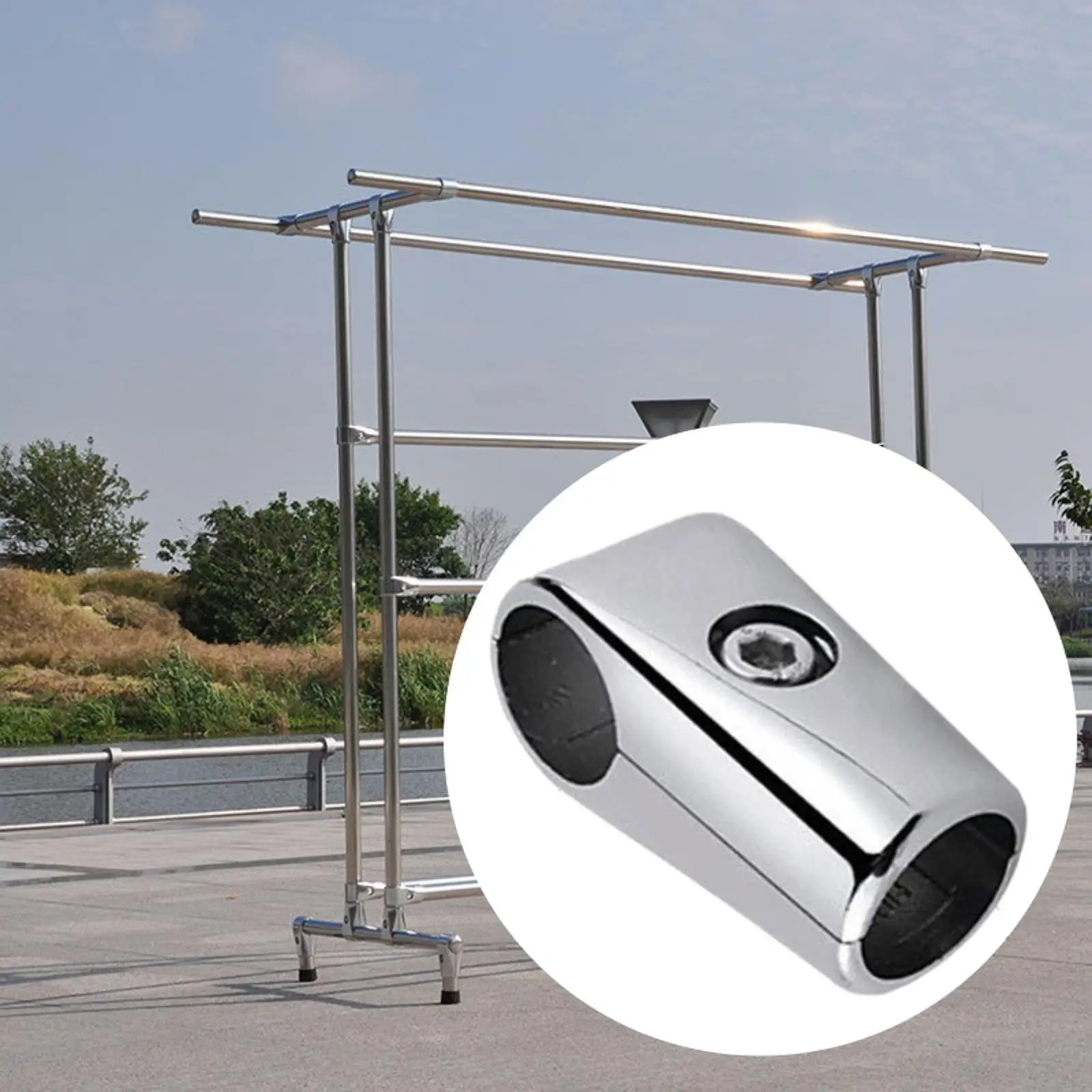 Tee Tube Pipe Connector Inner Dia 0.98 inch Coupling for Scaffold Fence Shed