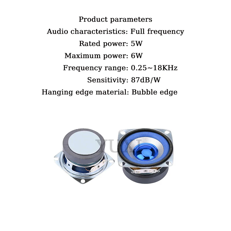 YUXI 1PCS 2-inch Voor 5W 4ohm Blauw Full-frequentie Luidspreker 52mm Vierkante 5W 4 Ohm Kleine Luidspreker Luidspreker