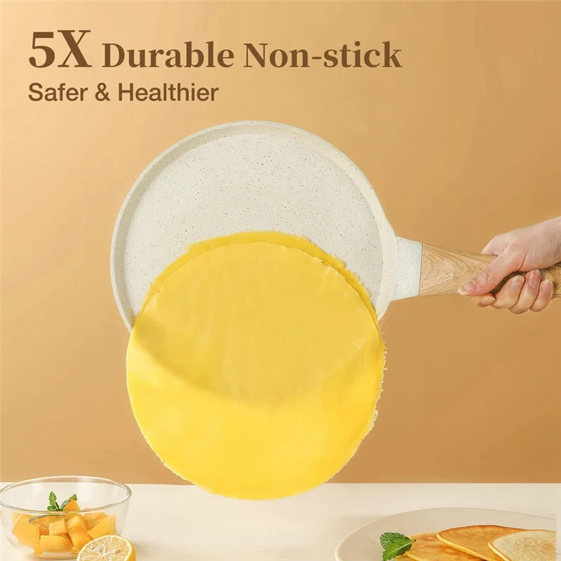 ABHU Crepe Pan Pancake Pan Nonstick Granite Egg Pan Omelette Pan, Crepe Maker Pan Dosa Pan, Tortillas Flat Skillet