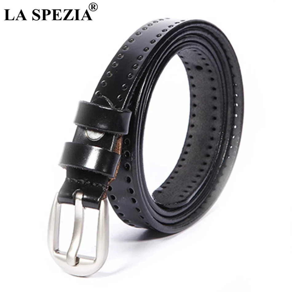 

Black Belt Women Real Leather Chain Pin Buckle Belt Female Classic Genuine Leather Cowhide Ladies Thin Belt with Holes