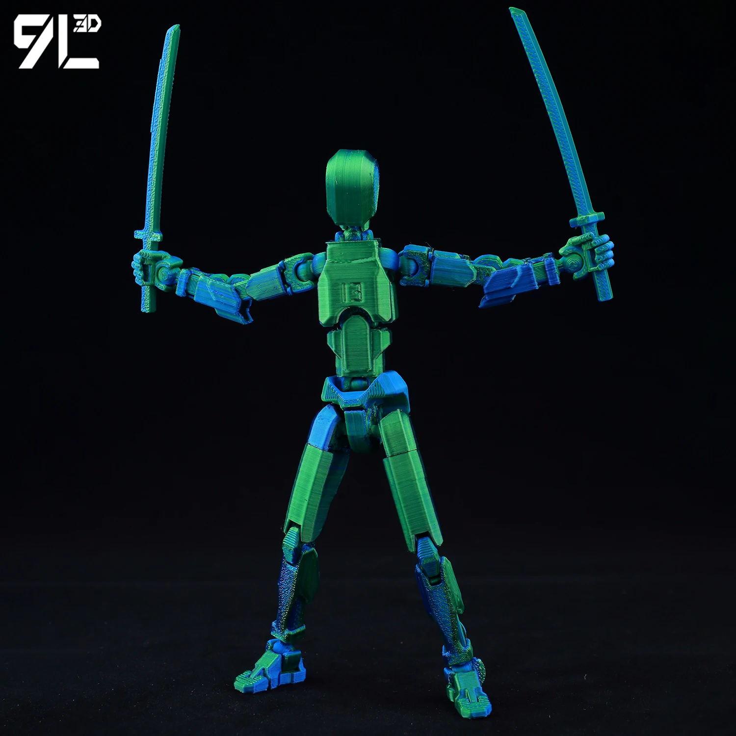 Maniquí de guerrero verde degradado, figura poseable 13 13 articulaciones para detener el movimiento, maniquí de artista impreso en 3D, herramienta de boceto de modelo DIY