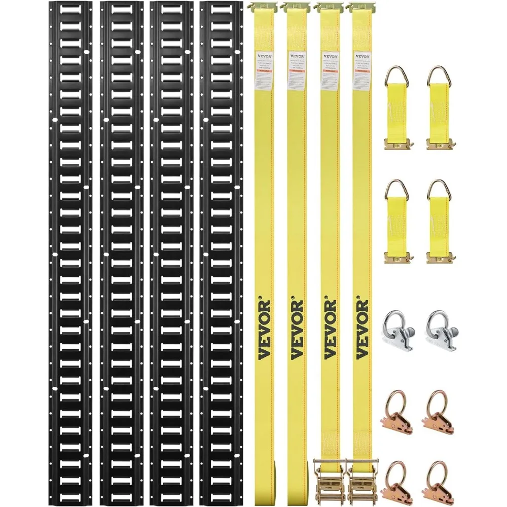 

Комплект 5-футовой стяжки E-Track из 16 предметов, включая 4 стальные направляющие, 2 одинарными слотами, 6 уплотнительными кольцами и 4 стяжками D-образными кольцами.