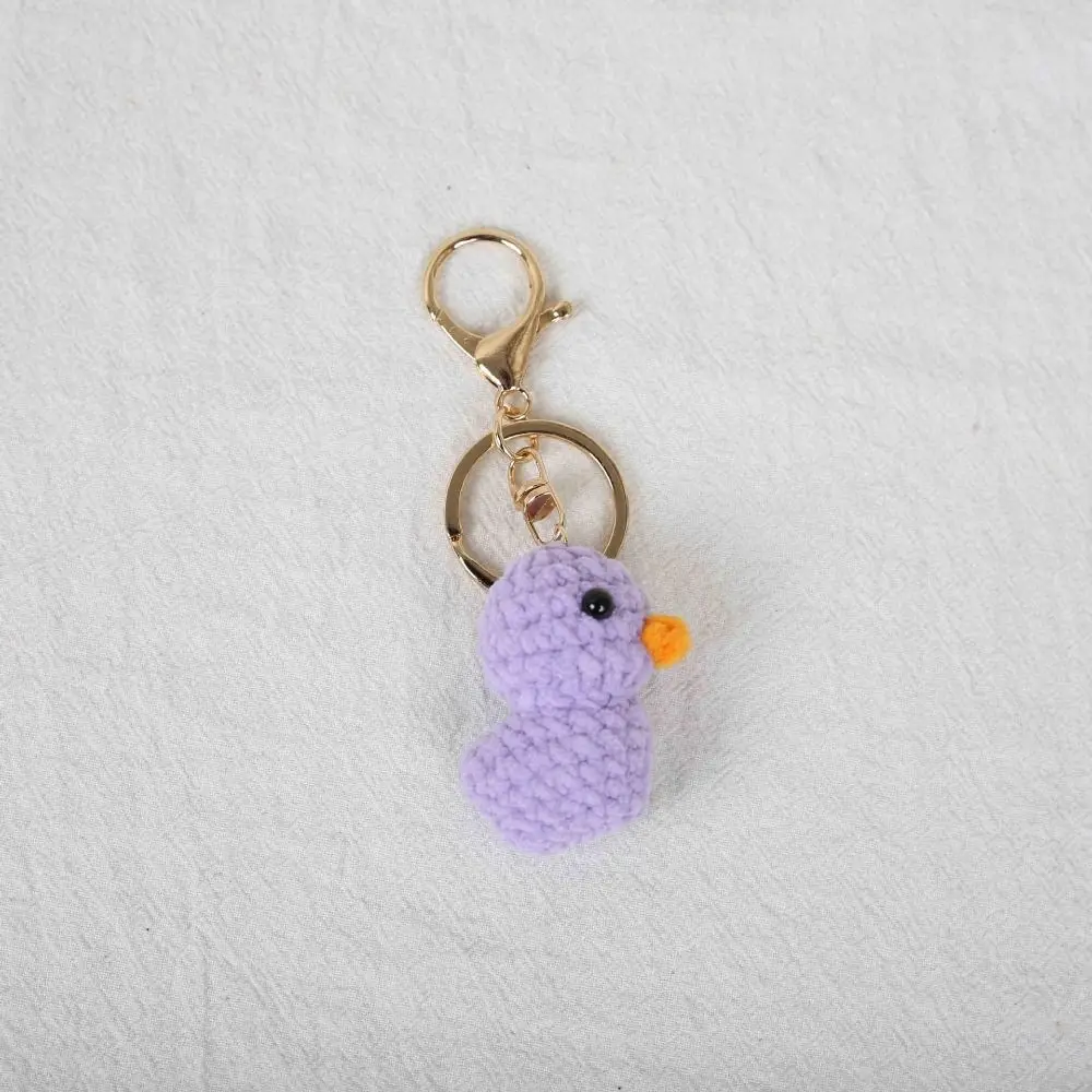 Jewelry Gift Small Doll Crochet Chick Keyrings Handmade Cartoon Animal Knitted Pendant Soft Wool Mini Duck Keychain Bag Charm