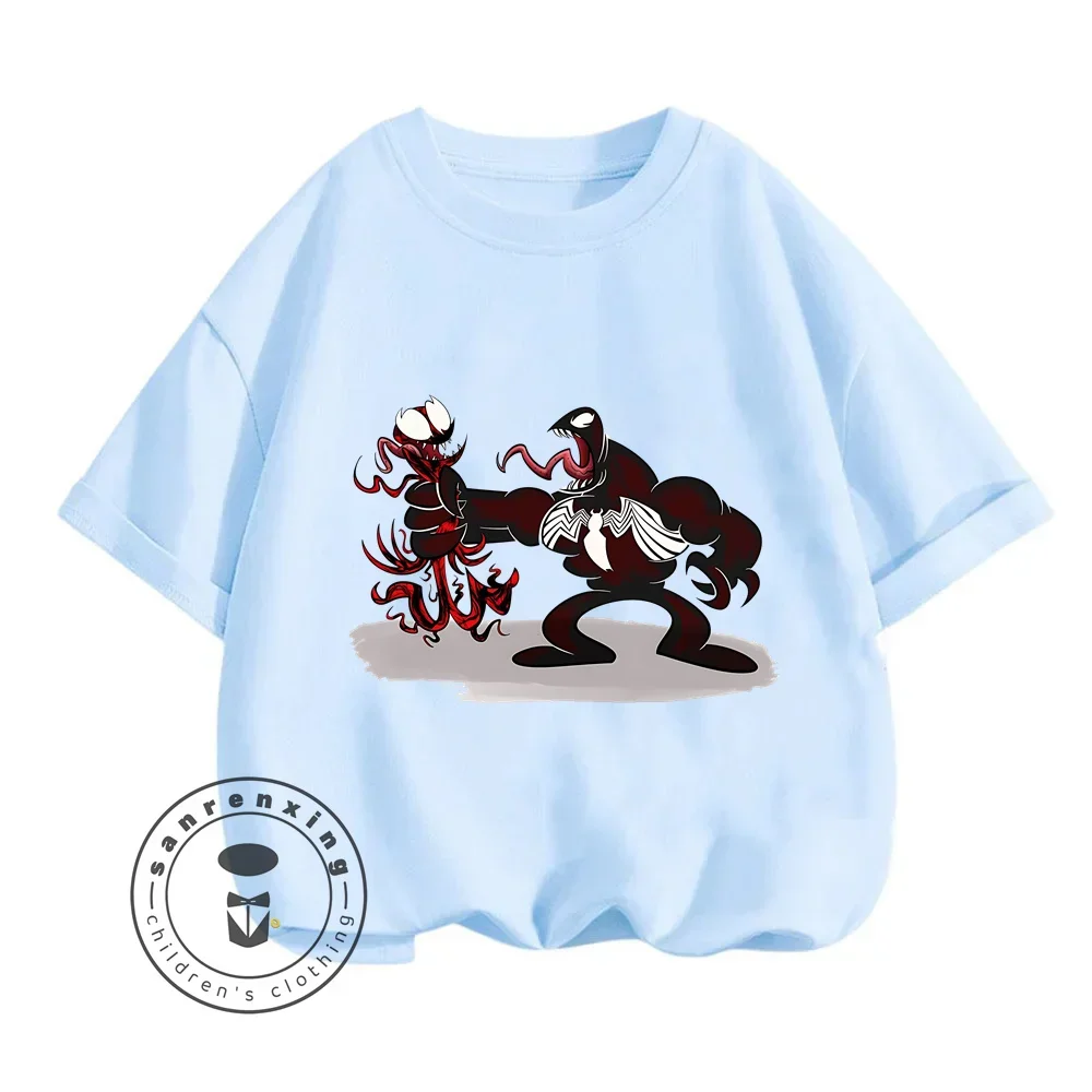 Ropa de moda con estampado de veneno para niños, camisetas de manga corta con veneno, camisetas informales a la moda para niñas 2024