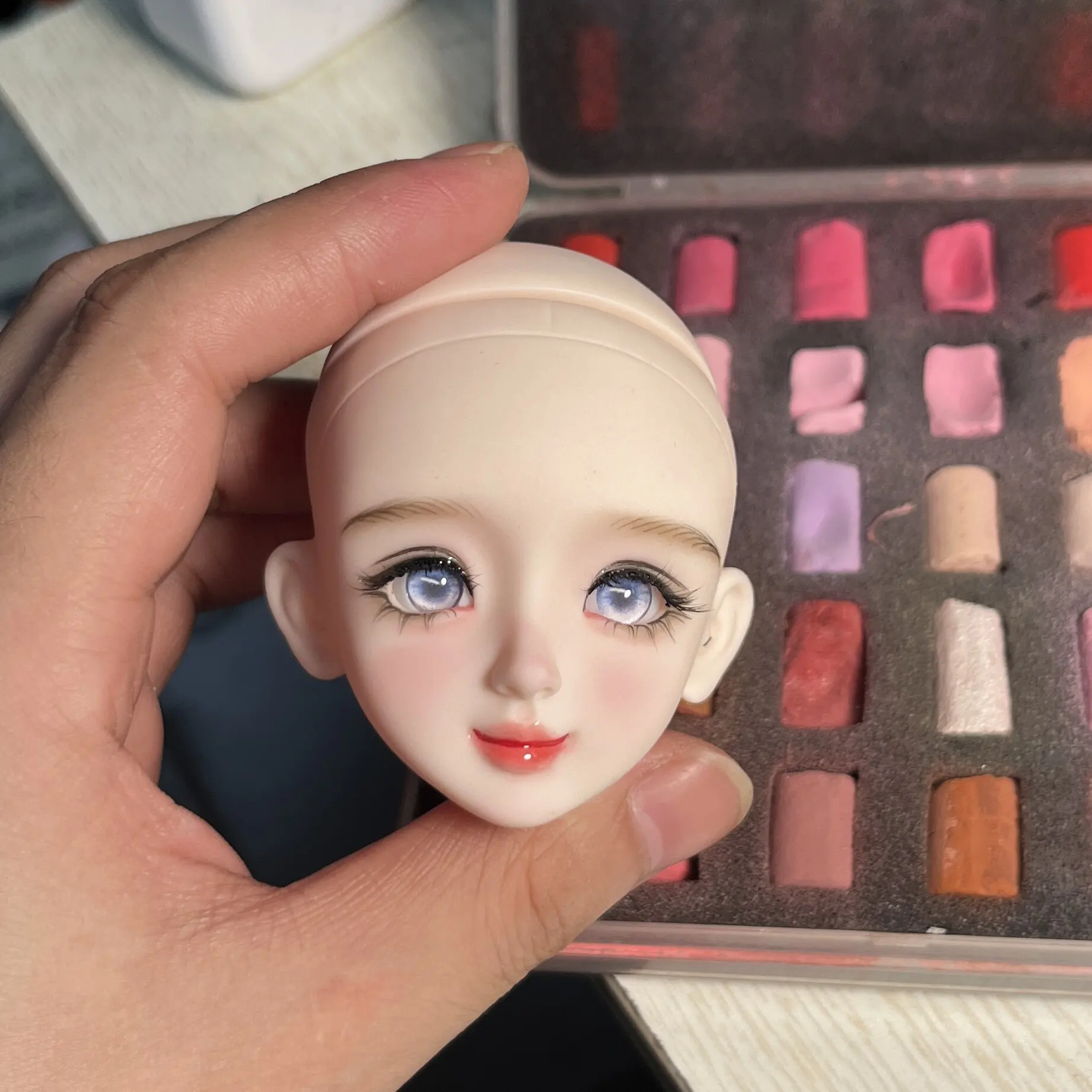 In Stock Hand Painted 1/6 Bjd Doll Head Finished Makeup Mjd Replacement Head, Removable Eyeballs Doll Parts