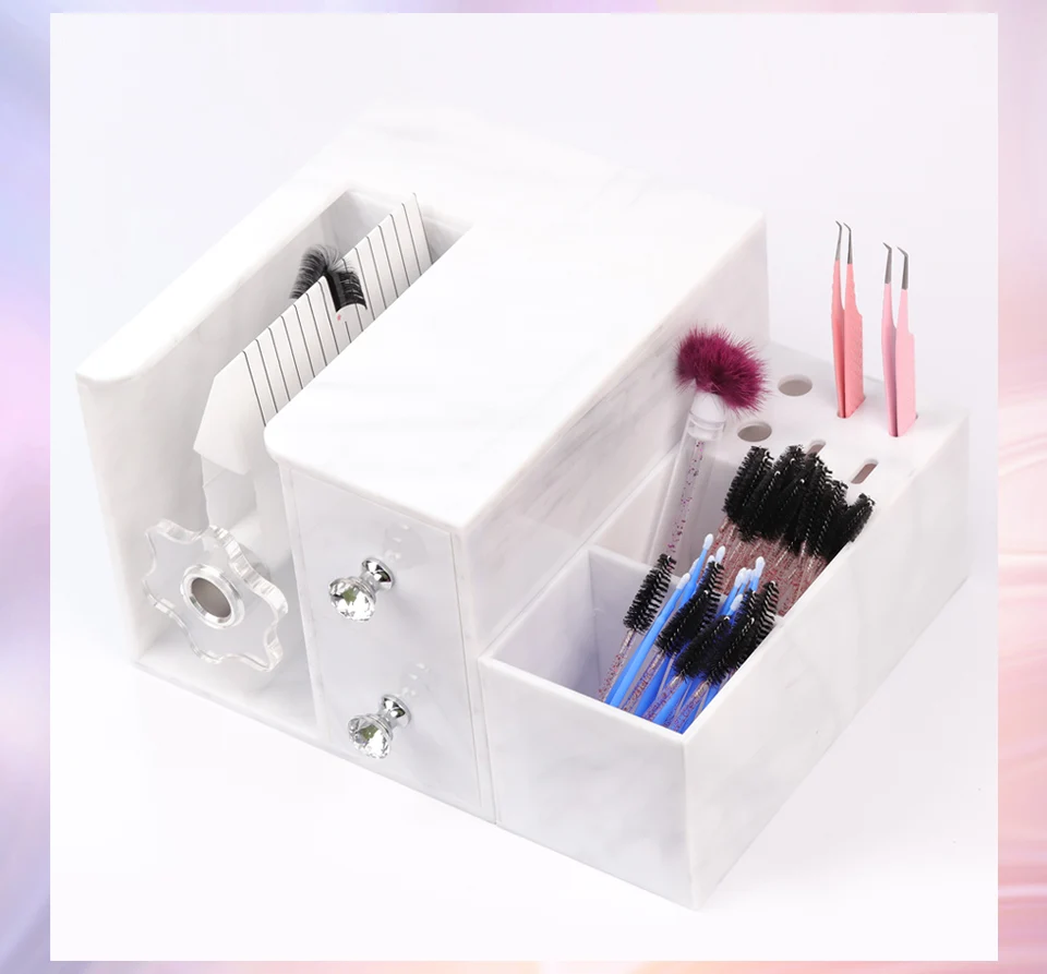 Self Fanning Device Lashes Extensions Machine Eyelash Easier Makeup Tools Acrylic Storage Box Lashes Fanning Machine With Drawer