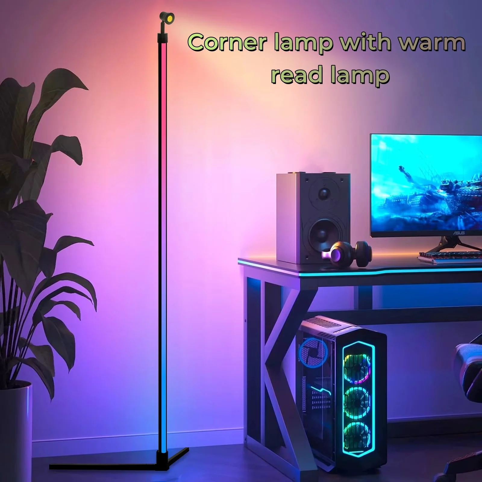 Smart 155CM LED Corner Lamp with App and Remote Control, 16 Million Colors  Music Sync Timer Setting - Ideal for Living Rooms